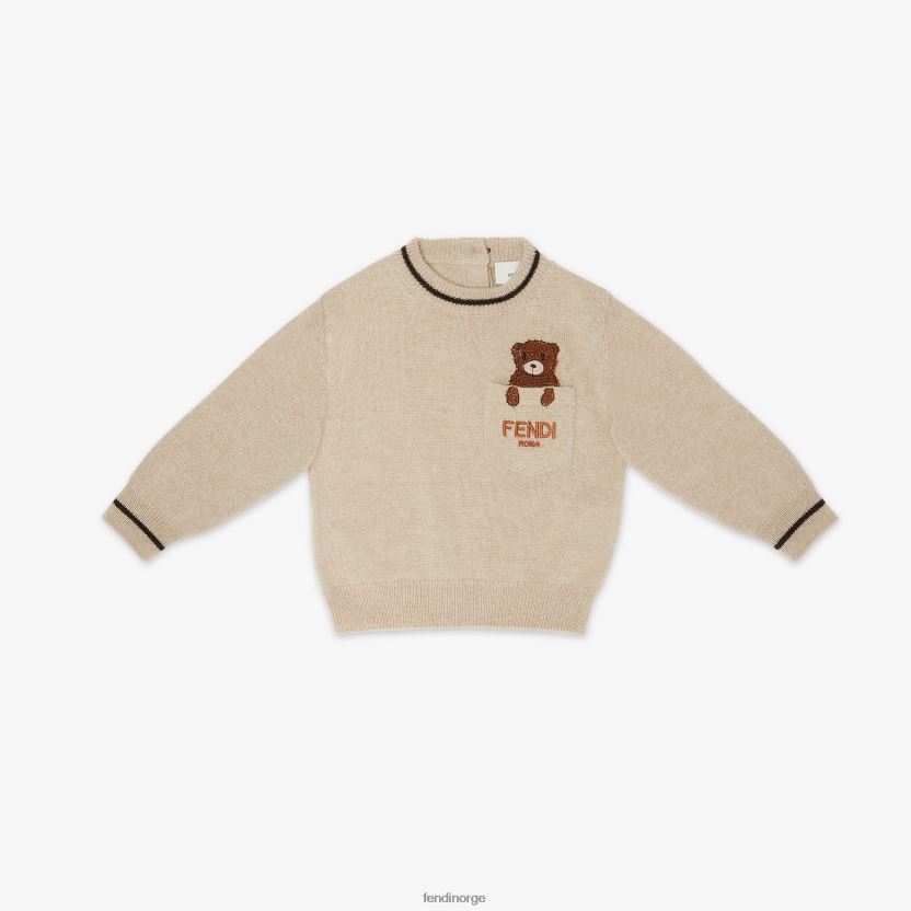 Fendi barn Babygenser i 100 % kashmir med bamsebroderi NXB4XN2790 mote klær