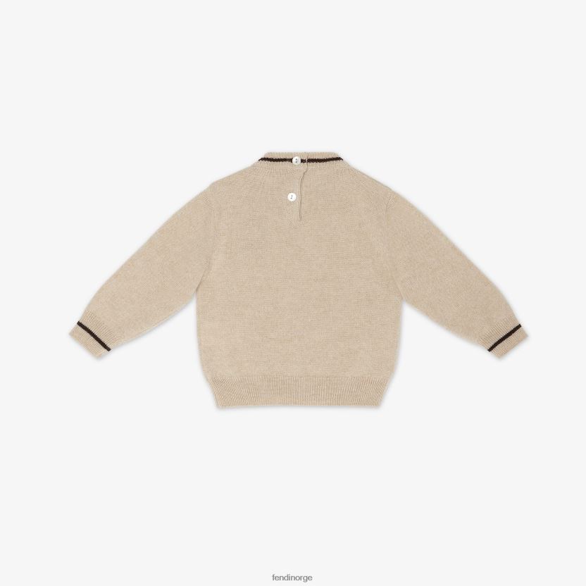 Fendi barn Babygenser i 100 % kashmir med bamsebroderi NXB4XN2790 mote klær