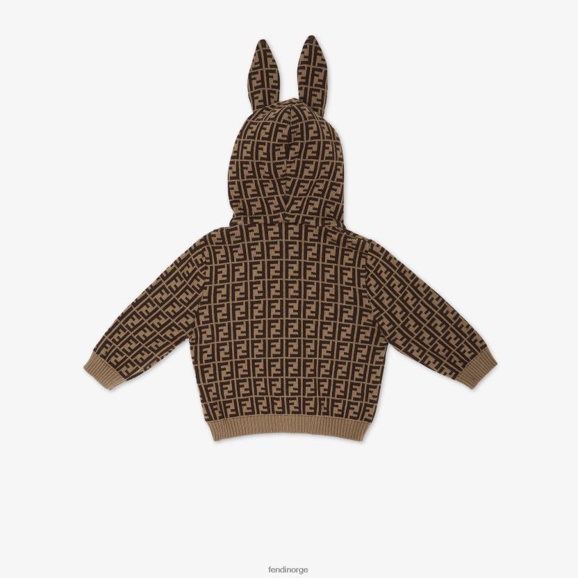 Fendi barn babycardigan i bomull og kashmir med ører og tobakkslogo NXB4XN2780 mote klær