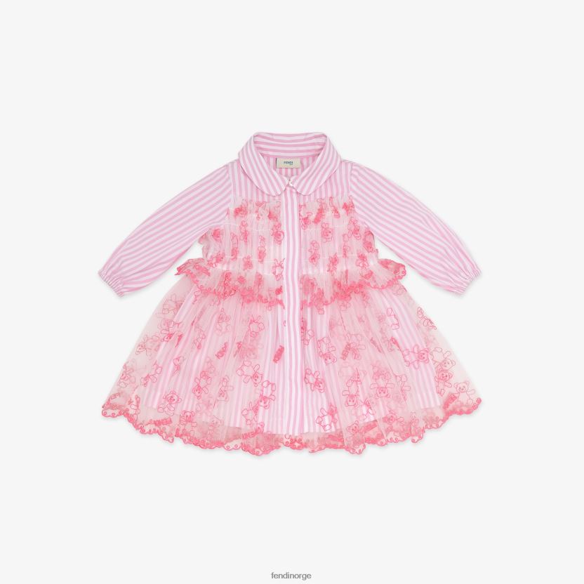 Fendi barn babykjole i neon poplin og tyll NXB4XN2759 rosa klær