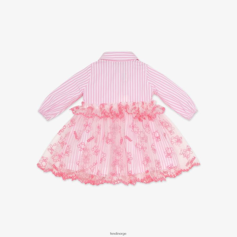 Fendi barn babykjole i neon poplin og tyll NXB4XN2759 rosa klær