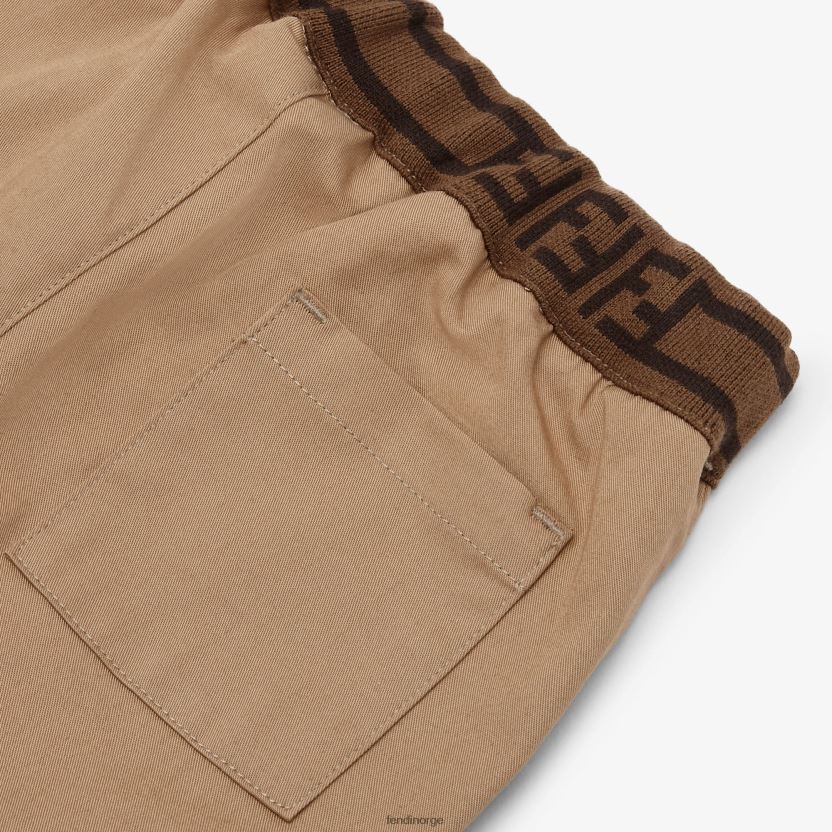 Fendi barn bomullsbukser med logo-aksent NXB4XN2820 beige klær