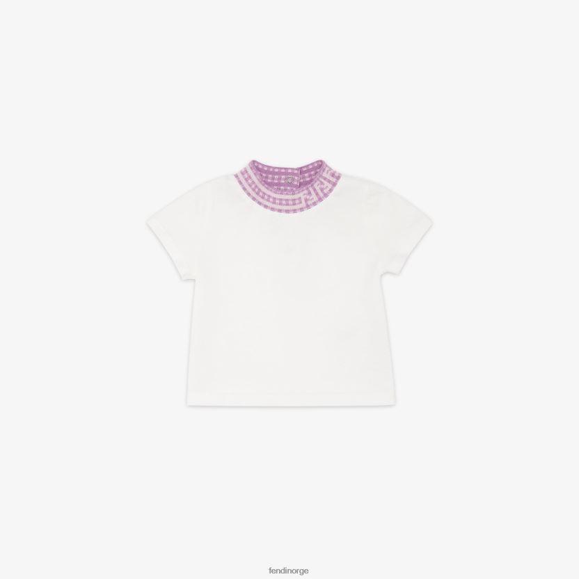 Fendi barn jersey t-skjorte med lilla logo NXB4XN2777 hvit klær
