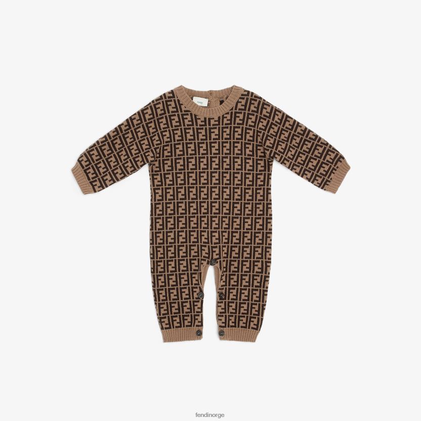 Fendi barn tobakk bomull og kashmir onesie NXB4XN2781 mote klær