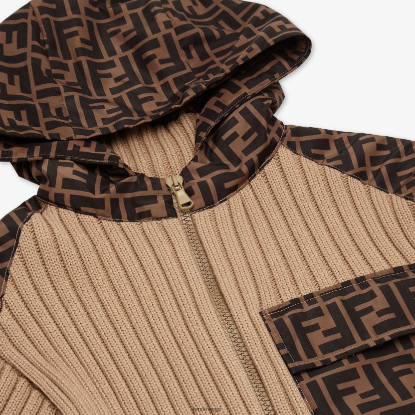 Fendi barn bomullsstrikk og ff nylongenser NXB4XN2962 beige klær