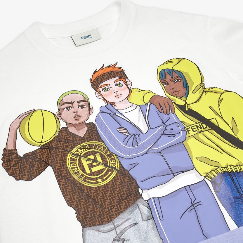 Fendi barn jersey t-skjorte med multiprint NXB4XN2964 hvit klær