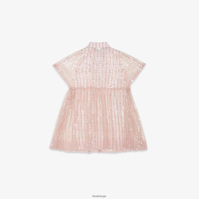 Fendi barn bred kjole med paljetter og poplin NXB4XN2890 rosa klær
