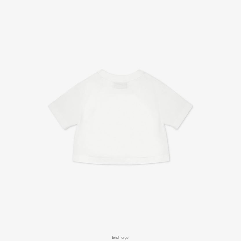 Fendi barn jersey cropped t-skjorte med multiprint NXB4XN2875 hvit klær