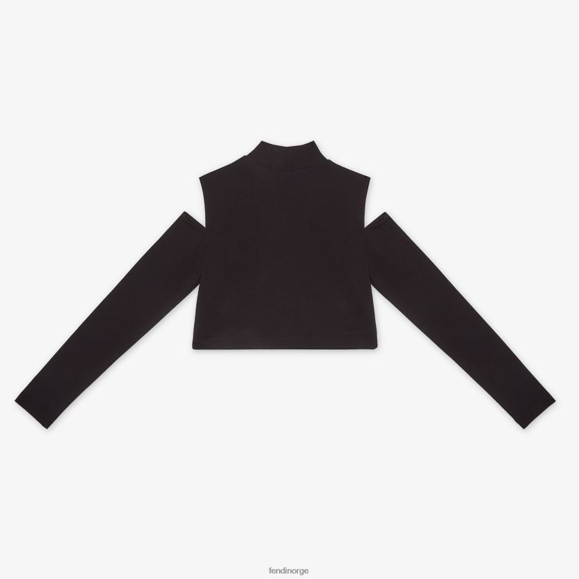 Fendi barn jersey cropped topp med skrift NXB4XN2927 svart klær