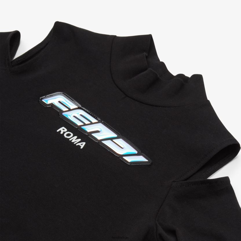 Fendi barn jersey cropped topp med skrift NXB4XN2927 svart klær