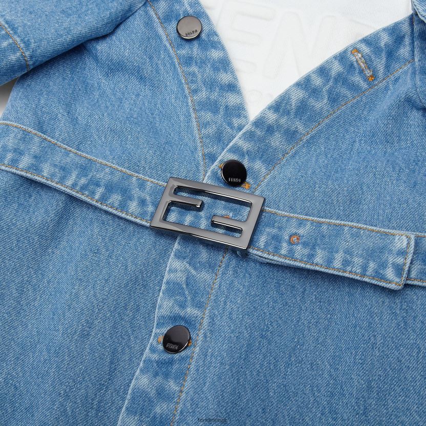 Fendi barn jersey fleece og denim juniorkjole NXB4XN2923 blå klær