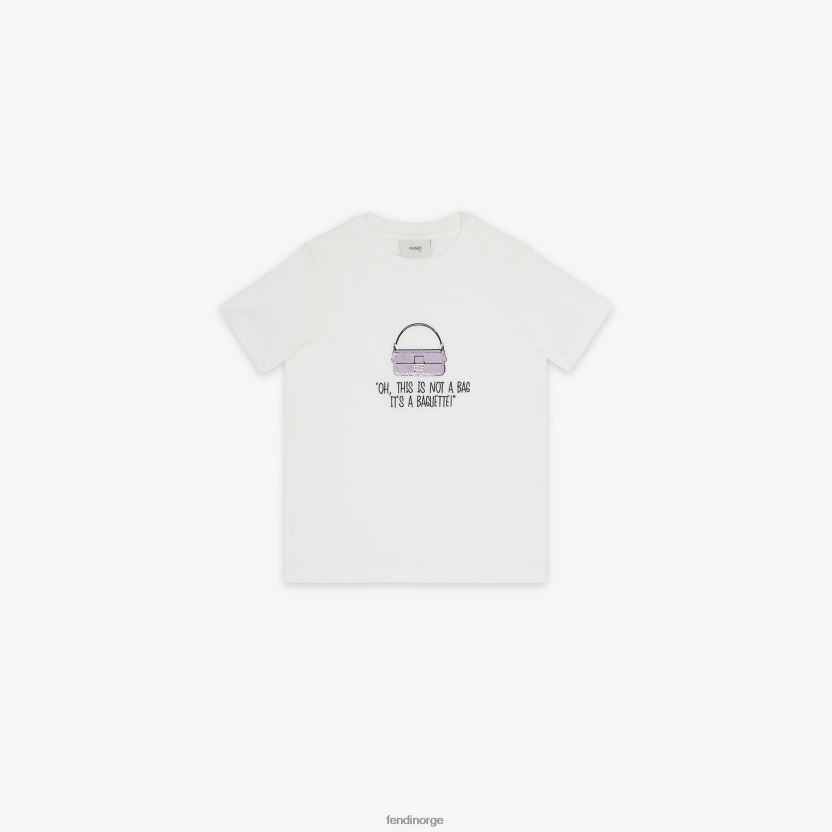 Fendi barn jersey junior t-skjorte med broderi NXB4XN2920 hvit klær