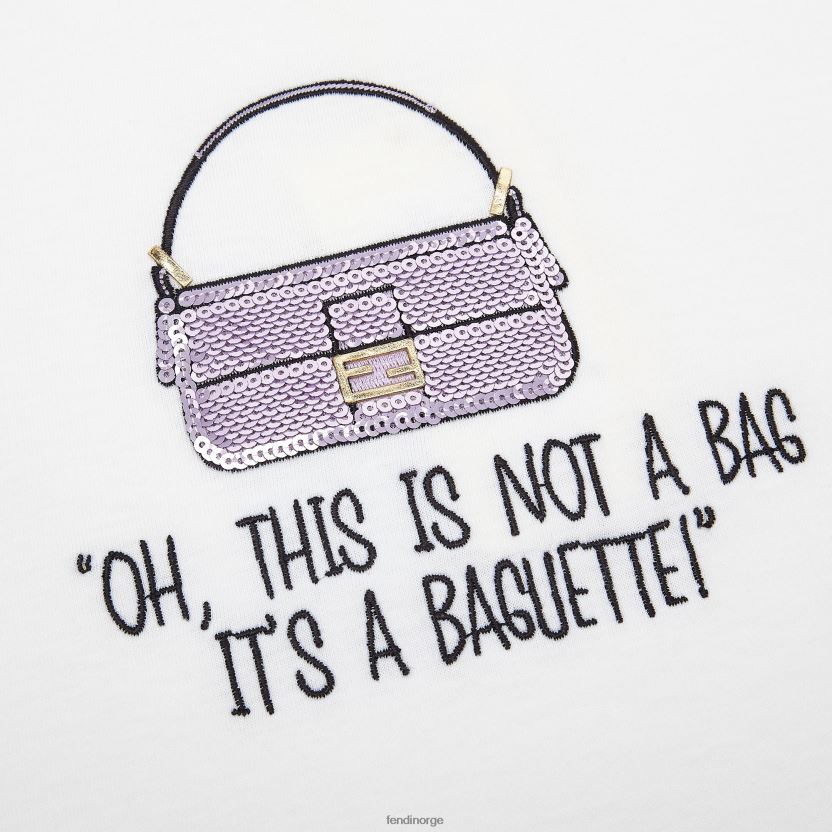 Fendi barn jersey junior t-skjorte med broderi NXB4XN2920 hvit klær