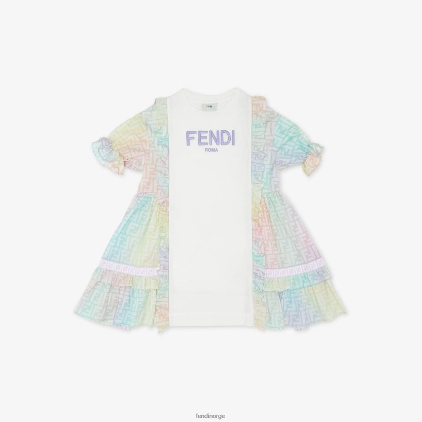 Fendi barn jersey og multiff poplin kjole NXB4XN2874 flerfarget klær