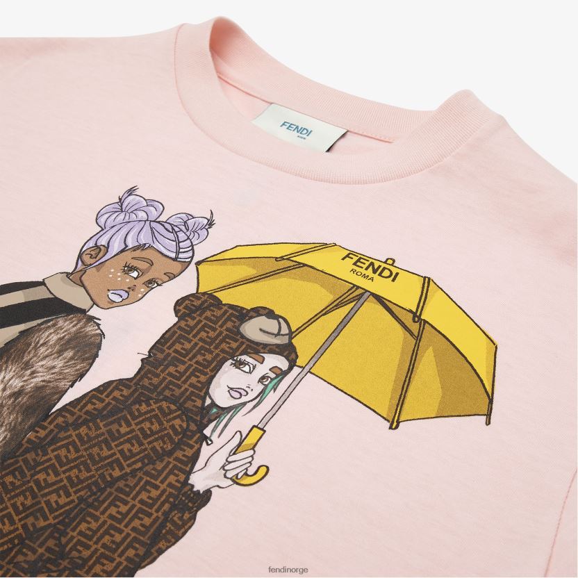 Fendi barn jersey t-skjorte med trykk NXB4XN2886 rosa klær