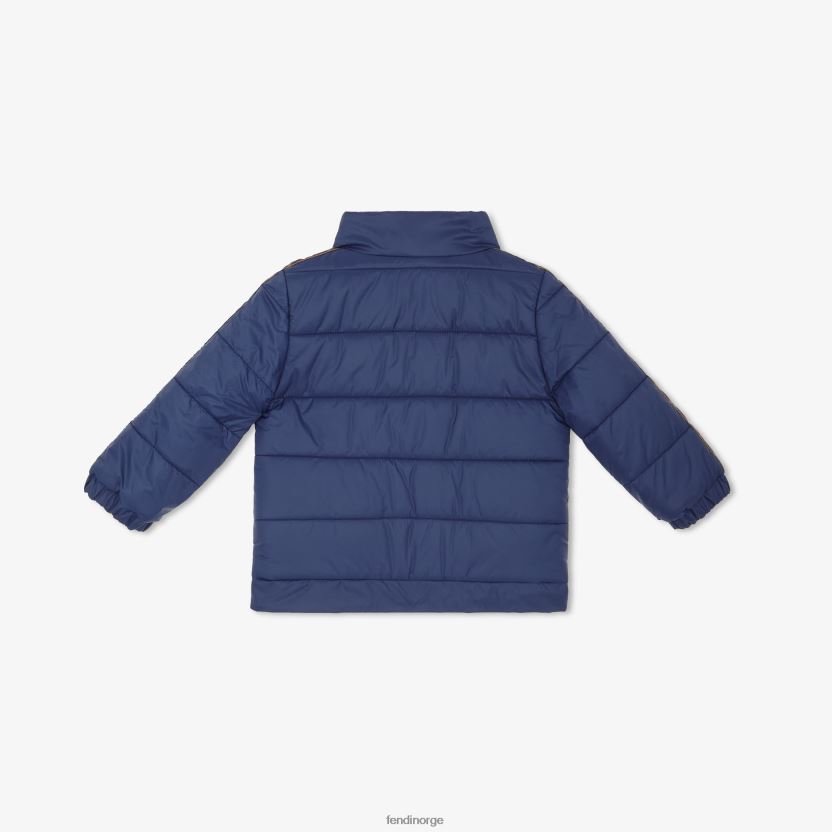Fendi barn marineblå vendbar dunjakke med logo NXB4XN2936 mote klær
