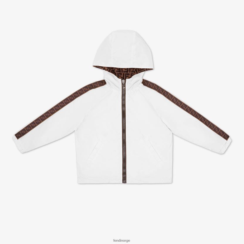 Fendi barn vendbar junior vindjakke med logo NXB4XN2926 hvit klær
