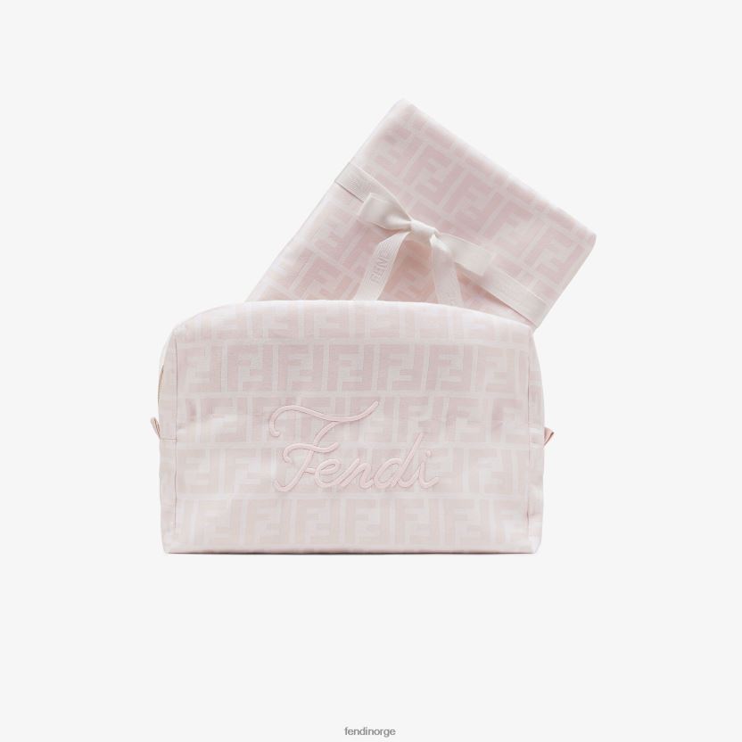 Fendi barn babysett i bomull og silke med babylaken og toalettmappe NXB4XN2793 mote tilbehør