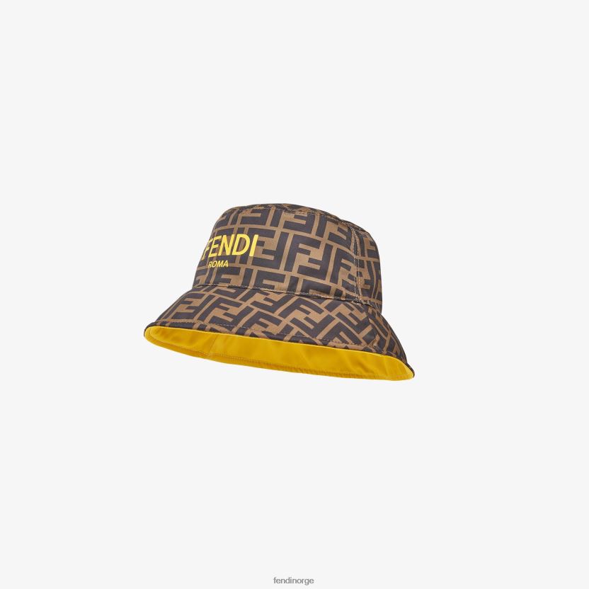 Fendi barn ff nylon vendbar cloche lue NXB4XN2902 gul tilbehør
