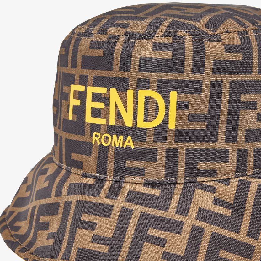Fendi barn ff nylon vendbar cloche lue NXB4XN2902 gul tilbehør