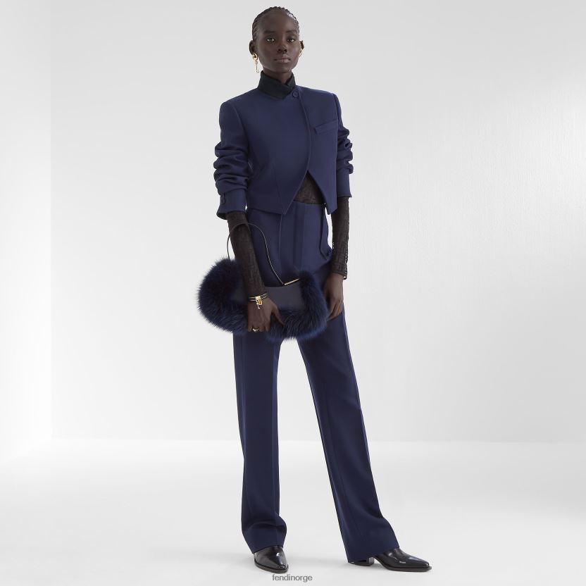 Fendi kvinner grain de poudre ullbukser NXB4XN1204 blå klær