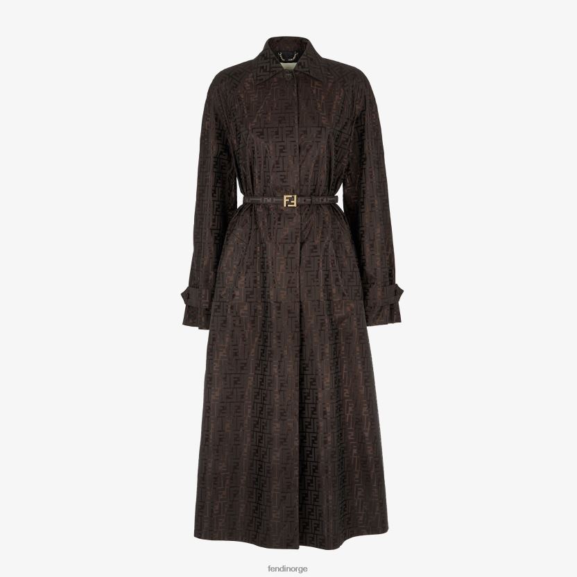 Fendi kvinner ff trenchcoat i jacquardstoff NXB4XN945 brun klær