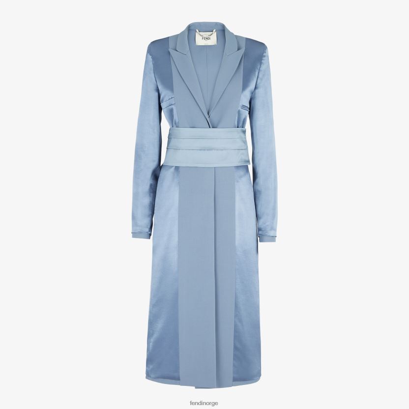 Fendi kvinner sateng og ull gabardin overtrekk NXB4XN1124 blå klær