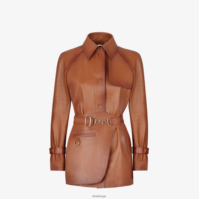 Fendi kvinner brunfarget skinnjakke med skyggeeffekt NXB4XN1203 brun klær