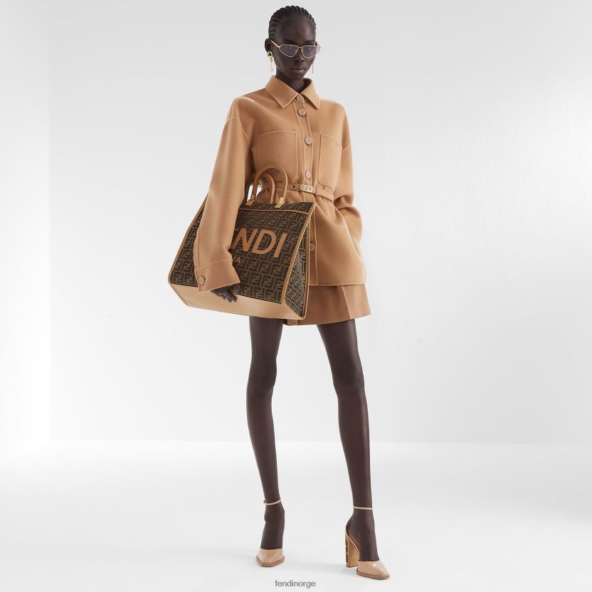 Fendi kvinner go-to jakke i kamel-cashmir NXB4XN1205 beige klær