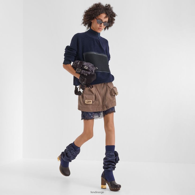 Fendi kvinner miniskjørt med paljettbroderi NXB4XN1183 blå klær