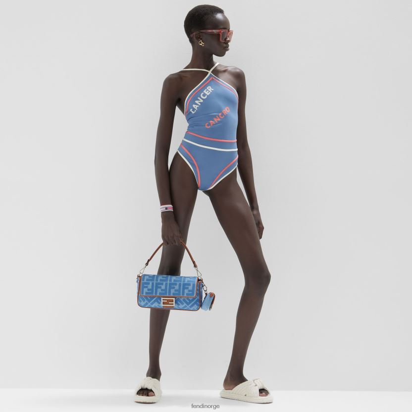 Fendi kvinner lycra badedrakt i ett stykke NXB4XN1048 blå klær