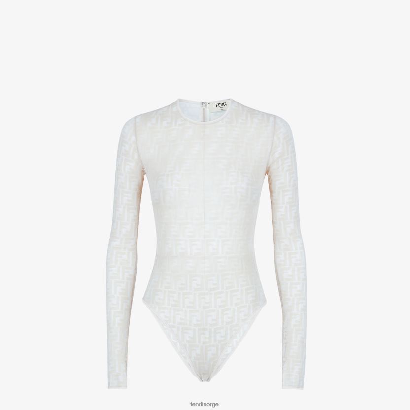 Fendi kvinner bodysuit med blonder NXB4XN1128 hvit klær