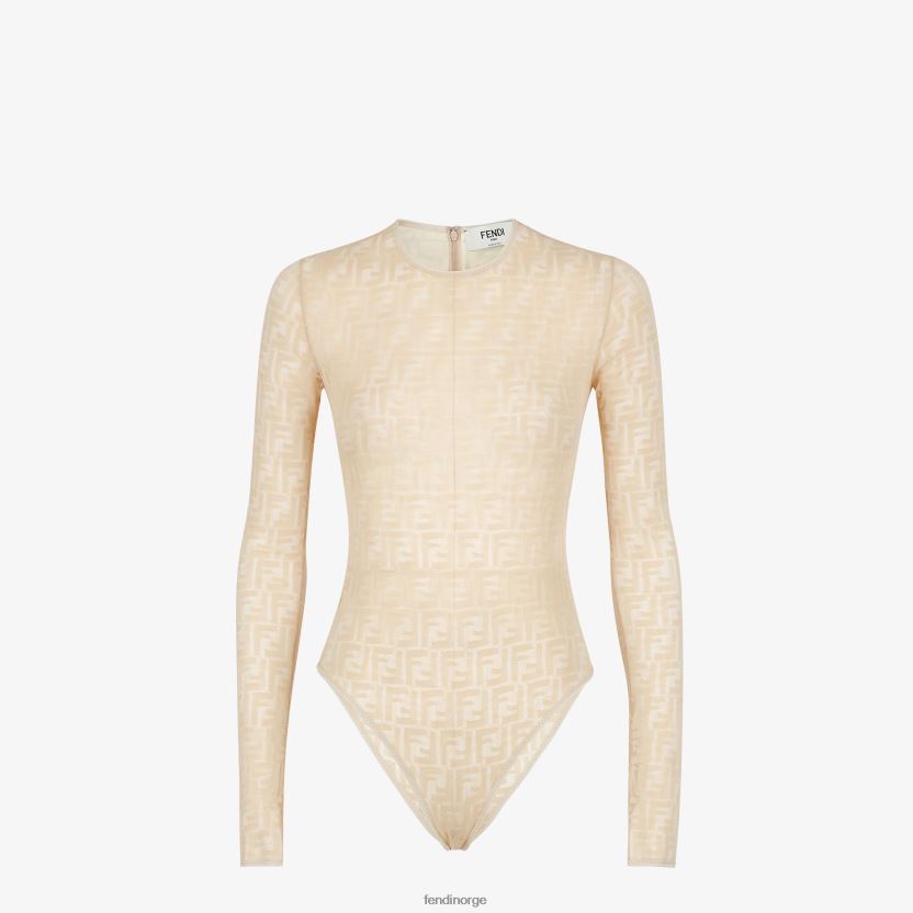 Fendi kvinner bodysuit med blonder NXB4XN968 beige klær