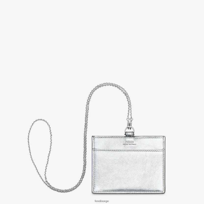 Fendi kvinner navneskiltholder i skinn NXB4XN1442 sølv tilbehør