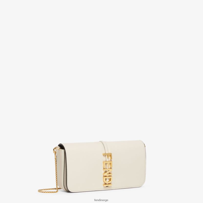 Fendi kvinner grafikk på lommebok i kjedeskinn NXB4XN1435 hvit tilbehør