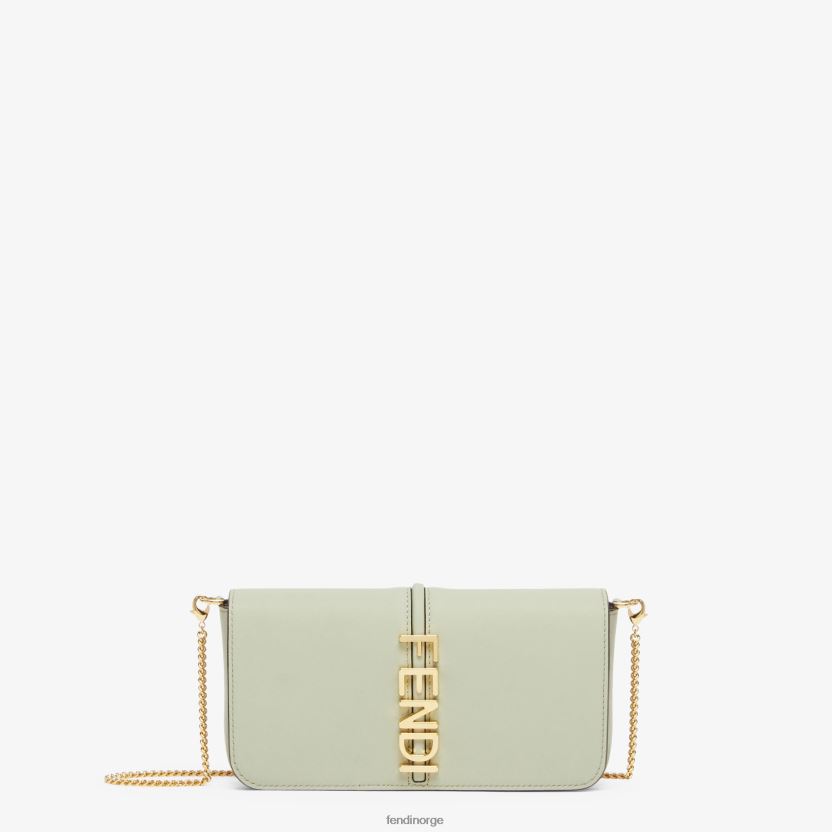 Fendi kvinner grafikk på lommebok i kjedeskinn NXB4XN1436 grønn tilbehør