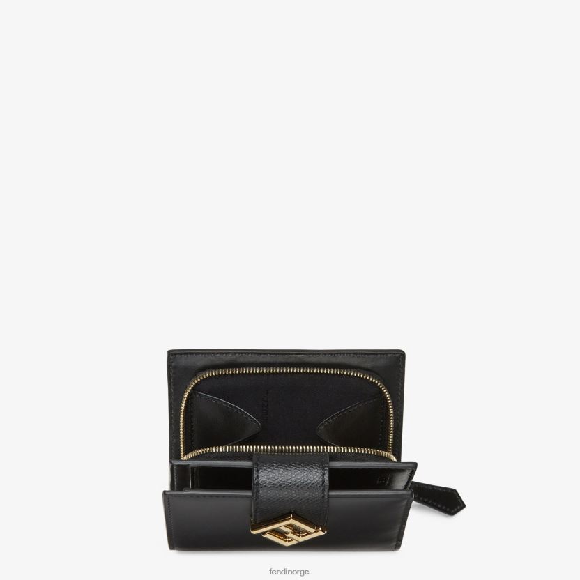 Fendi kvinner kompakt lommebok i skinn NXB4XN1467 svart tilbehør