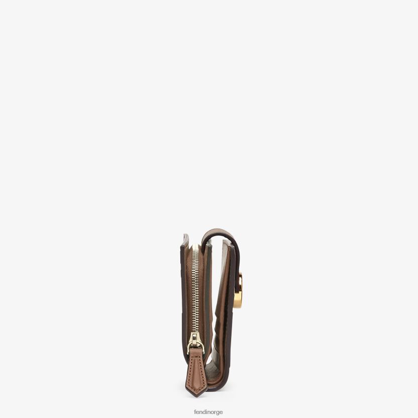 Fendi kvinner kompakt lommebok i skinn NXB4XN1482 brun tilbehør