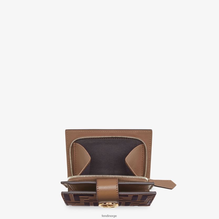 Fendi kvinner kompakt lommebok i skinn NXB4XN1482 brun tilbehør