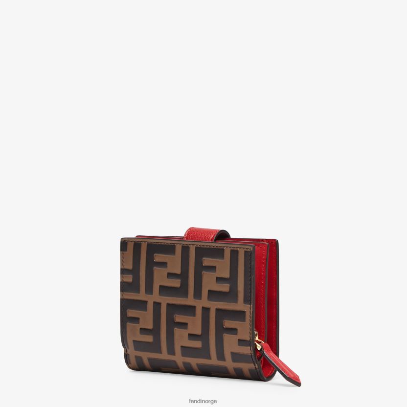 Fendi kvinner kompakt lommebok i skinn NXB4XN1594 brun tilbehør