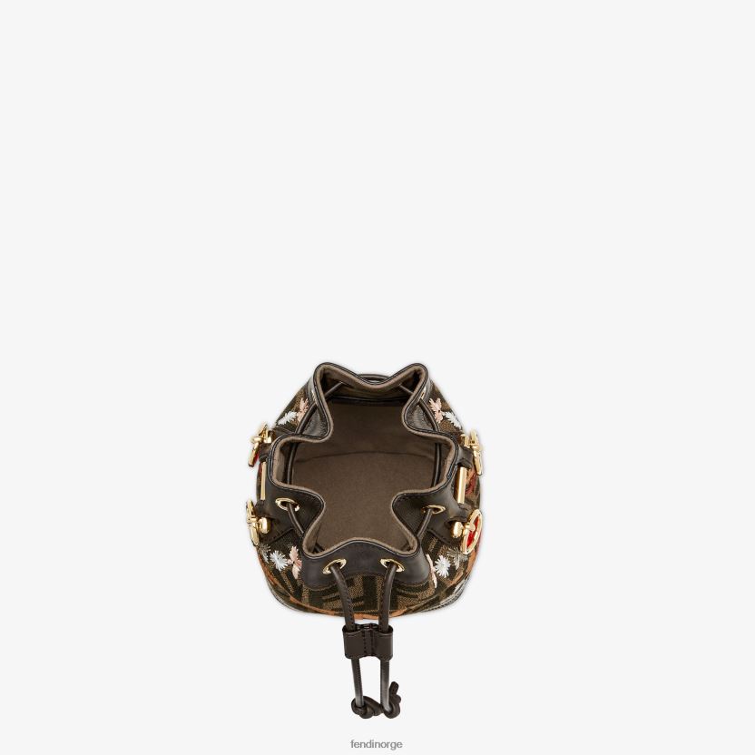 Fendi kvinner ff minipose i jacquardstoff med broderi NXB4XN582 brun tilbehør