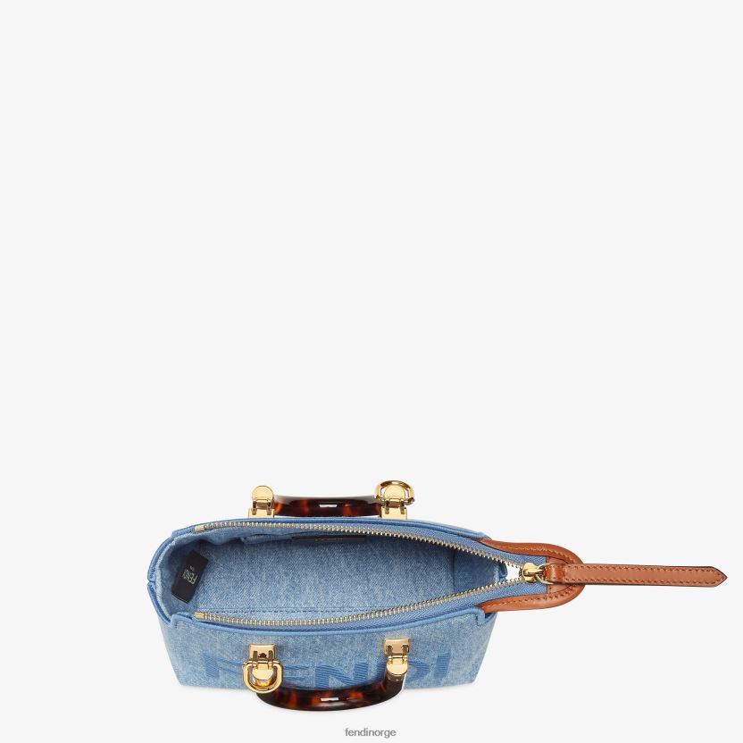 Fendi kvinner liten boston bag i denim NXB4XN638 lyse blå tilbehør