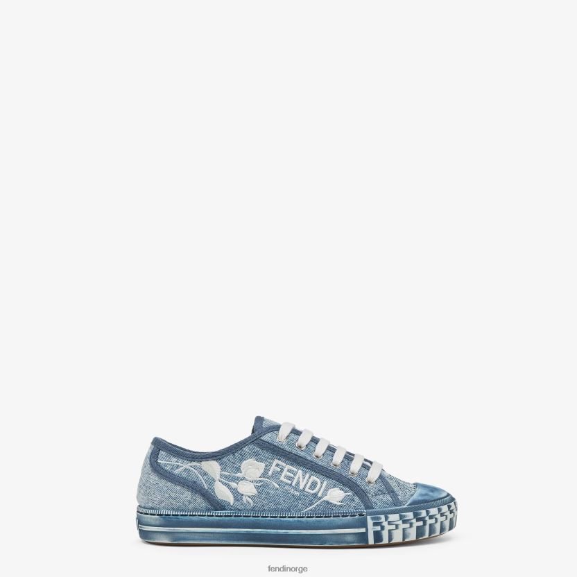 Fendi kvinner denim lave topper NXB4XN1326 lyse blå sko