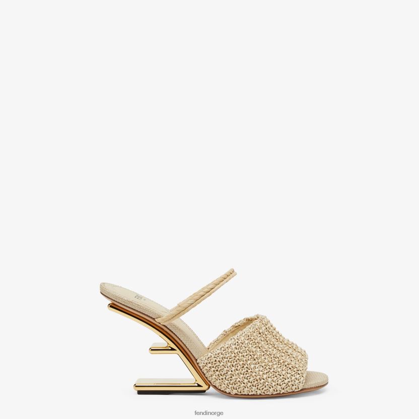 Fendi kvinner bleke raffia høyhælte sandaler NXB4XN1308 beige sko