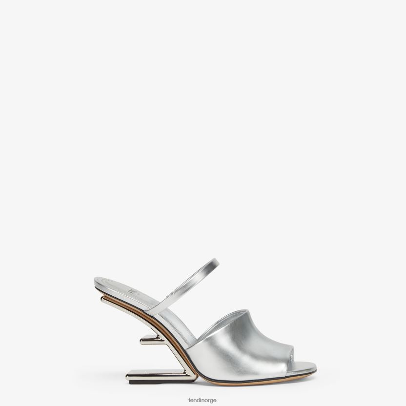 Fendi kvinner høyhælte skinnsandaler NXB4XN1341 sølv sko