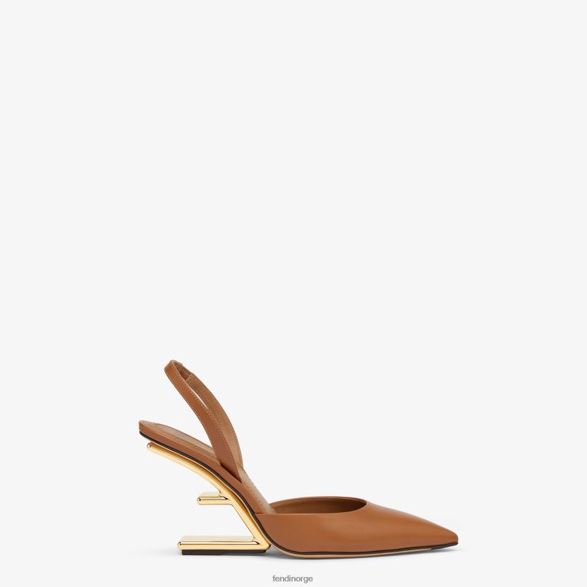 Fendi kvinner høyhælte slingbacks i skinn NXB4XN1364 brun sko
