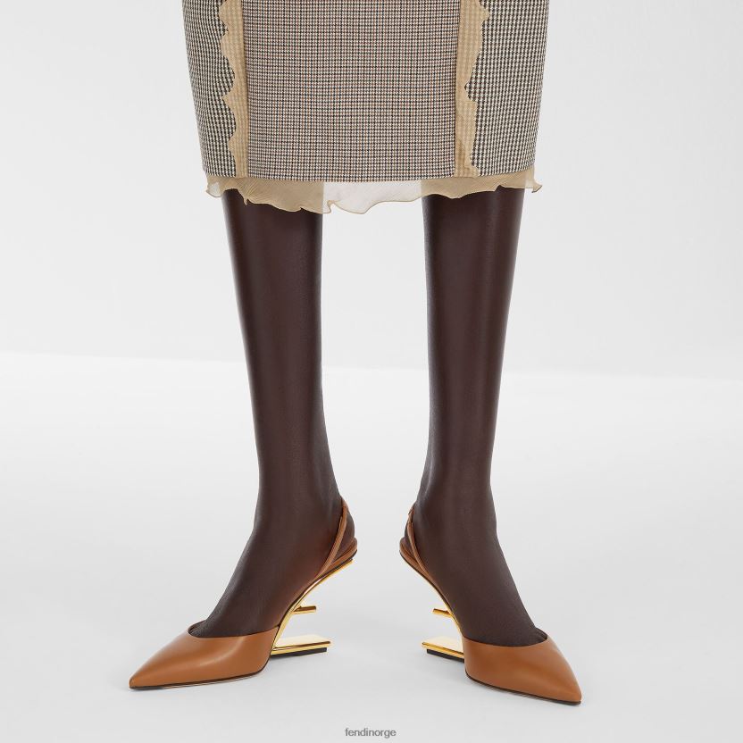 Fendi kvinner høyhælte slingbacks i skinn NXB4XN1364 brun sko