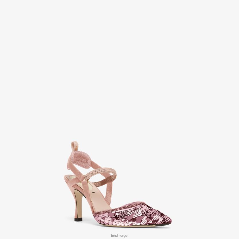 Fendi kvinner høyhælte slingbacks med paljetter NXB4XN1380 rosa sko