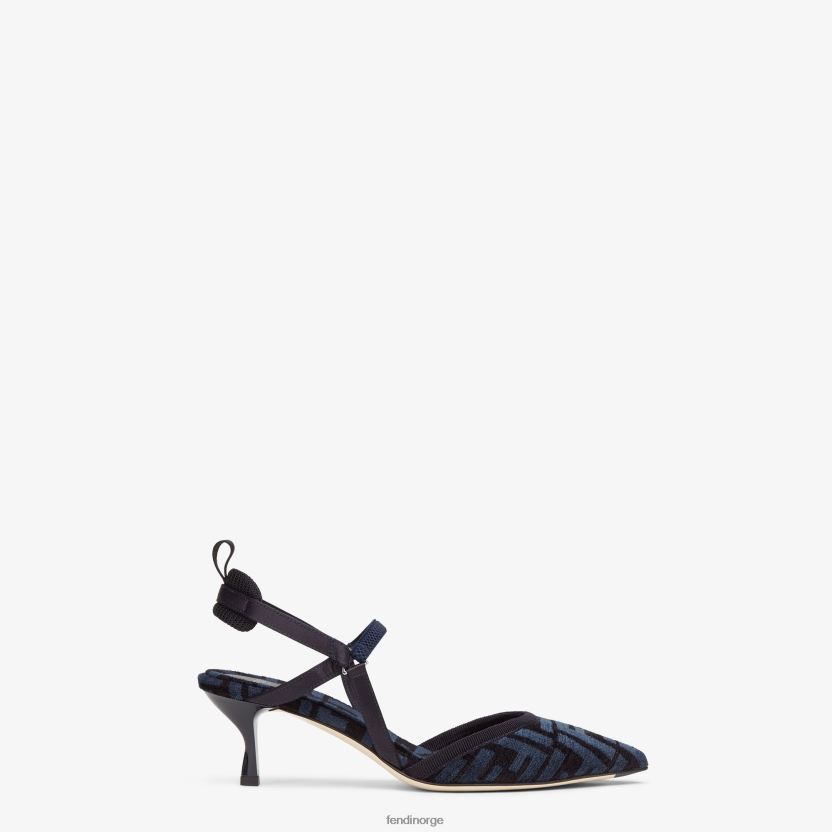 Fendi kvinner mellomhæl ff chenille slingbacks NXB4XN1385 blå sko