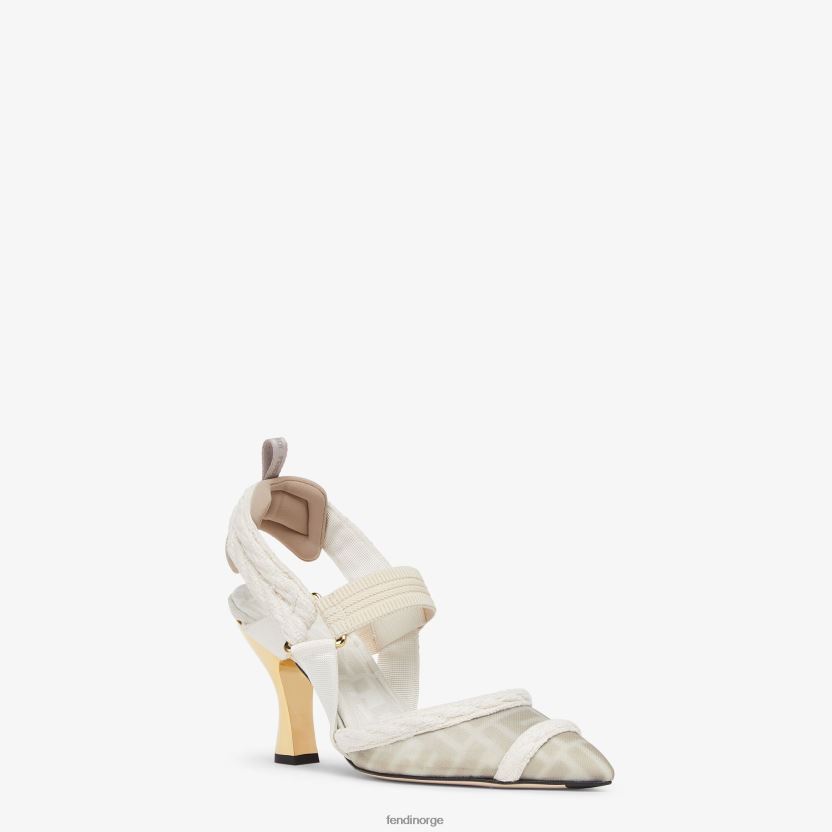 Fendi kvinner mesh slingbacks med mellomhæl NXB4XN1313 hvit sko
